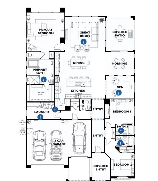 2D floor plan layout of this home in Ridgecrest™—a Trilogy® Boutique Community™, Peoria, AZ (Image 3).