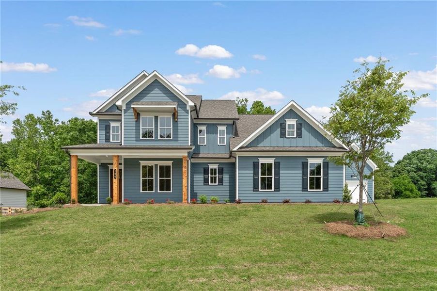 Front exterior of a new home in Oak Valley Estates, Marietta, GA, highlighting curb appeal (Image 15). Front exterior of a new home in Oak Valley Estates, Marietta, GA, highlighting curb appeal (Image 15).