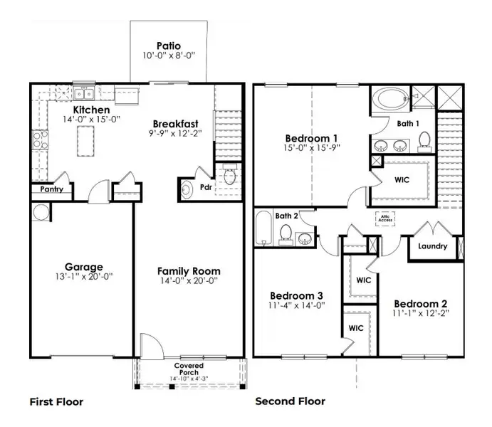2D floor plan layout of this home in Hunter's Branch, Hopkins, SC (Image 2).