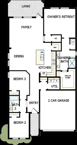 2D floor plan layout of this home in Waterset Tradition Series, Apollo Beach, FL (Image 4).