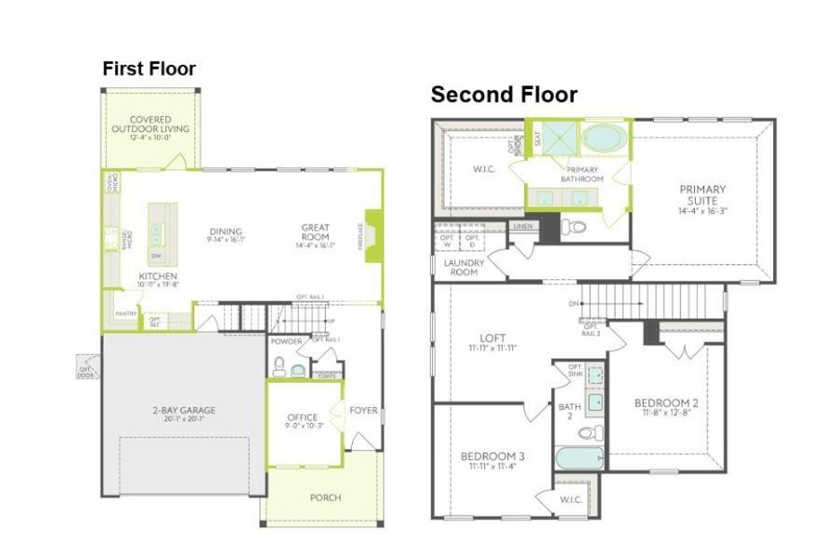 2D floor plan layout of this home in Treeline, Justin, TX (Image 2). 2D floor plan layout of this home in Treeline, Justin, TX (Image 2).