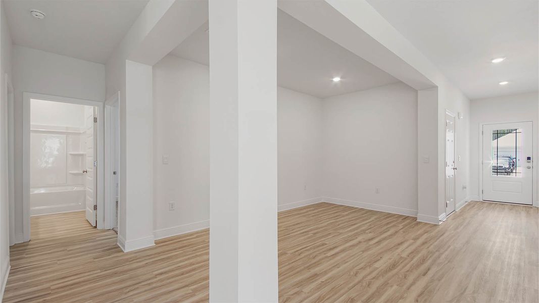Representative unfurnished interior of a home built from the Kennedy by D.R. Horton in Owl's Head Farms, Freeport (Image 19). Representative unfurnished interior of a home built from the Kennedy by D.R. Horton in Owl's Head Farms, Freeport (Image 19).