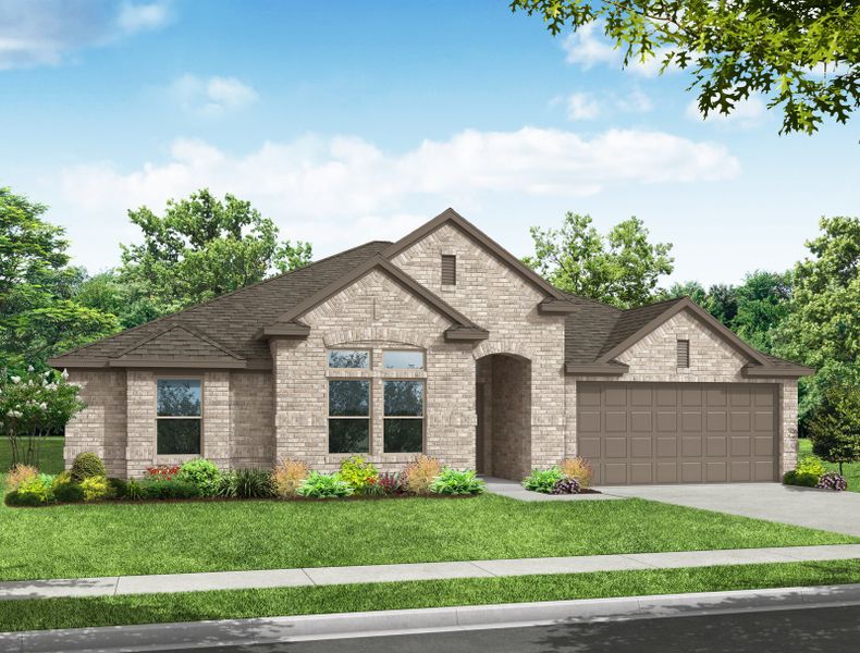 Representative exterior photo of a completed home built from the Dover by Impression Homes in Mountain Valley Lake, Burleson, TX (Image 2). Representative exterior photo of a completed home built from the Dover by Impression Homes in Mountain Valley Lake, Burleson, TX (Image 2).