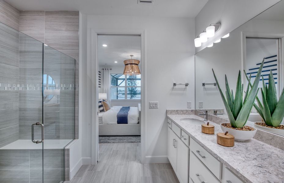Owner's bathroom with double sink vanity