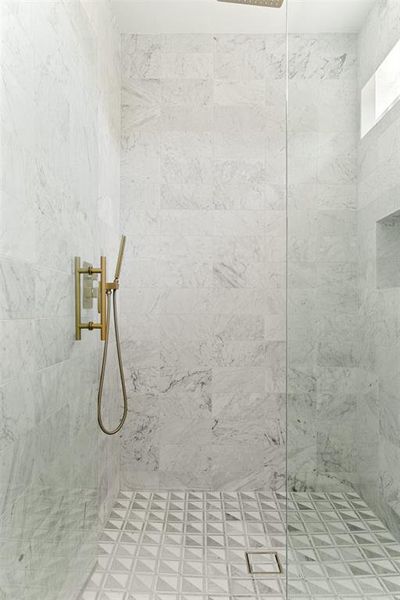 Bathroom with a tile shower