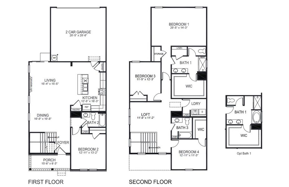 2D floor plan layout for the Alec by D.R. Horton in Shepherd's Farm, Mooresville, NC (Image 3).