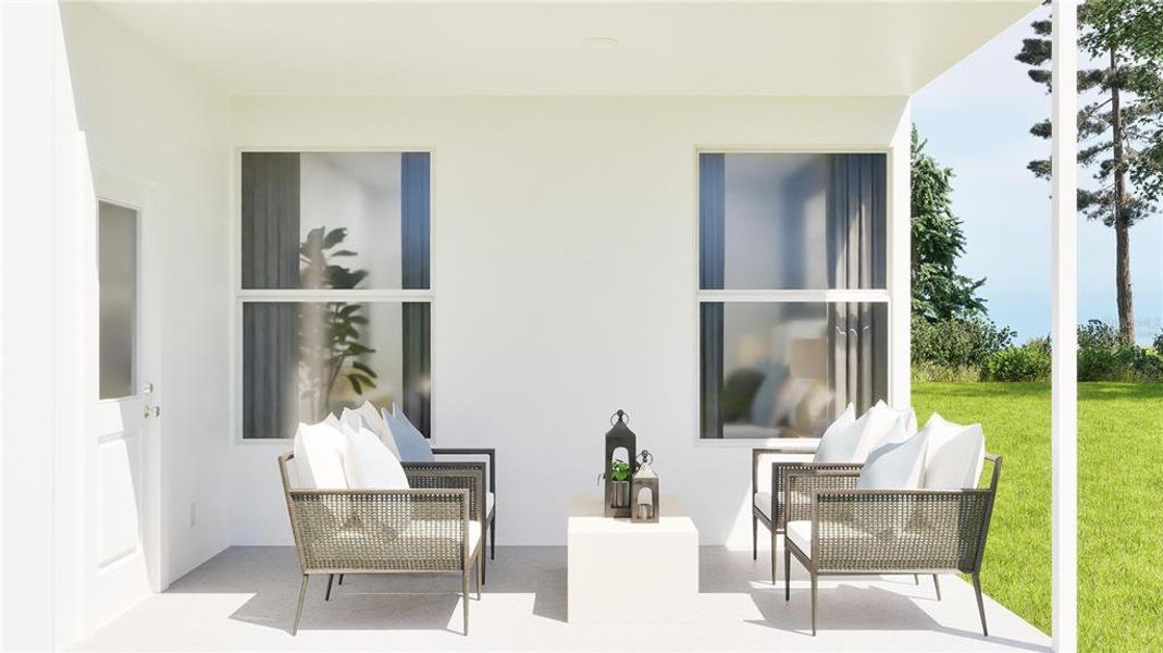 Exterior details and patio area of a home in Meadow Pointe, Groveland (Image 2).