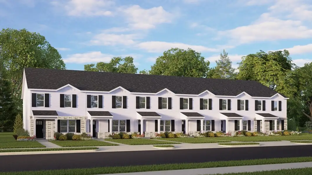 Front exterior of a new home in Clock Road Townhomes, New Bern, NC, highlighting curb appeal (Image 1).