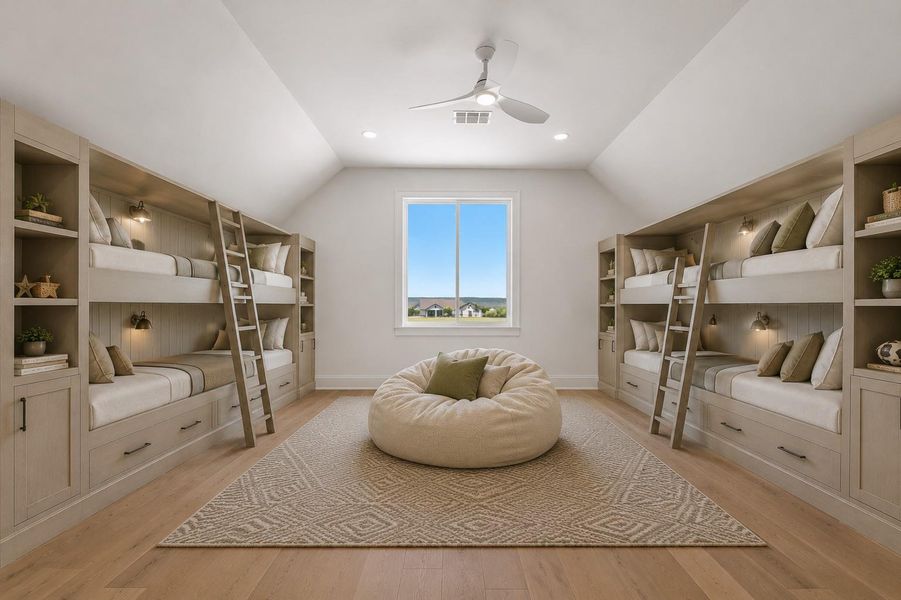 Virtually staged as a bunk room so you can better visualize the space. Virtually staged as a bunk room so you can better visualize the space.
