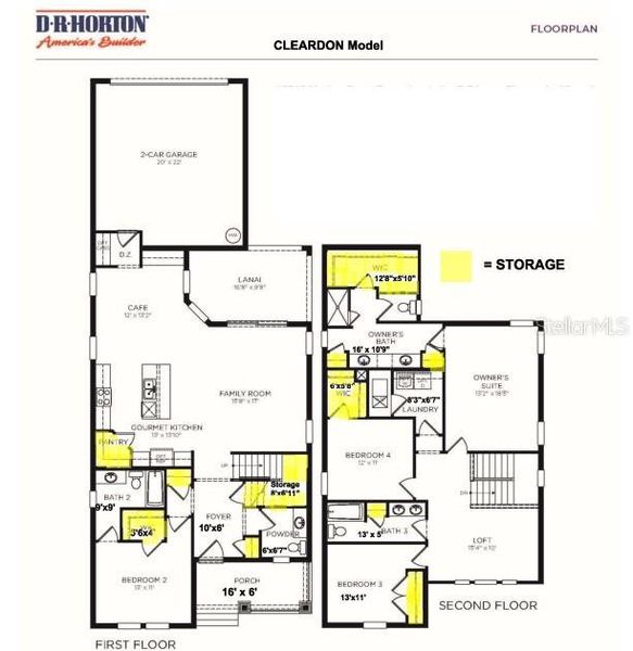 2D floor plan layout of this home in Waterleigh, Winter Garden, FL (Image 3).