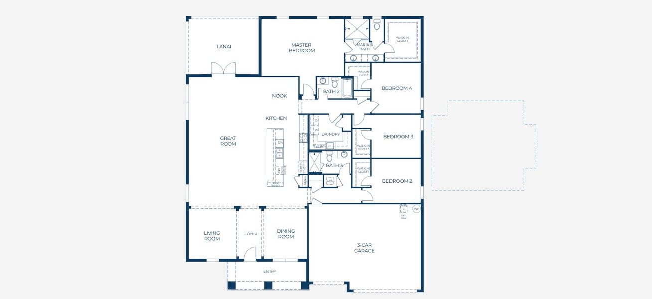 2D floor plan layout for the Sienna by Maronda Homes in Mount Plymouth Greens, Mount Plymouth, FL (Image 5).