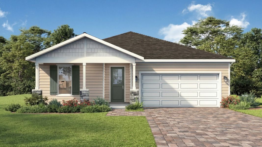 Representative exterior photo of a completed home built from the Merritt by DRB Homes in Panther Creek, Jacksonville, FL (Image 5).