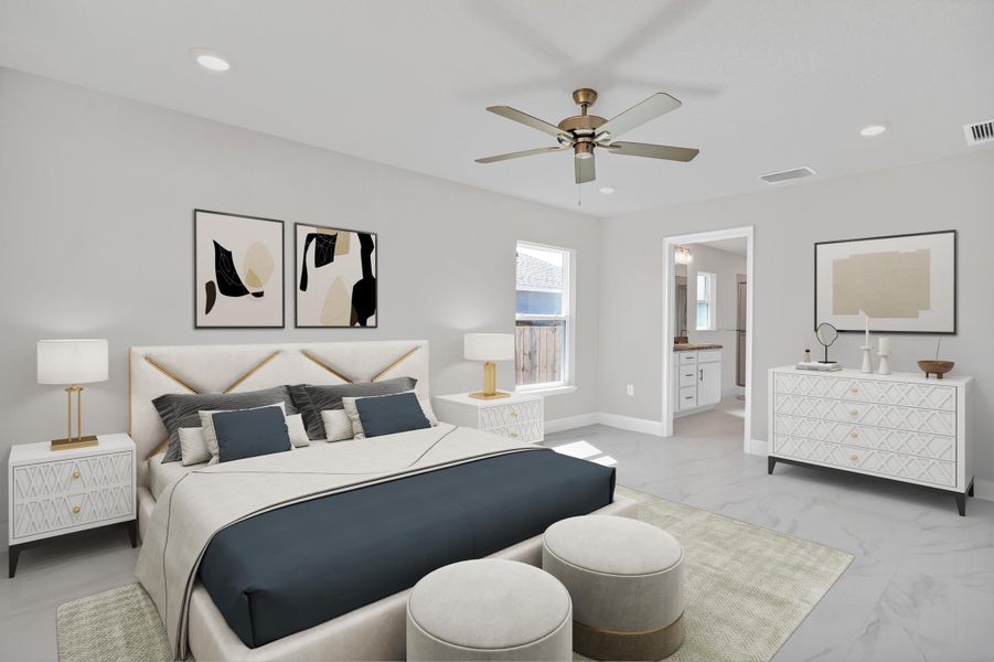 Virtually staged Primary Bedroom