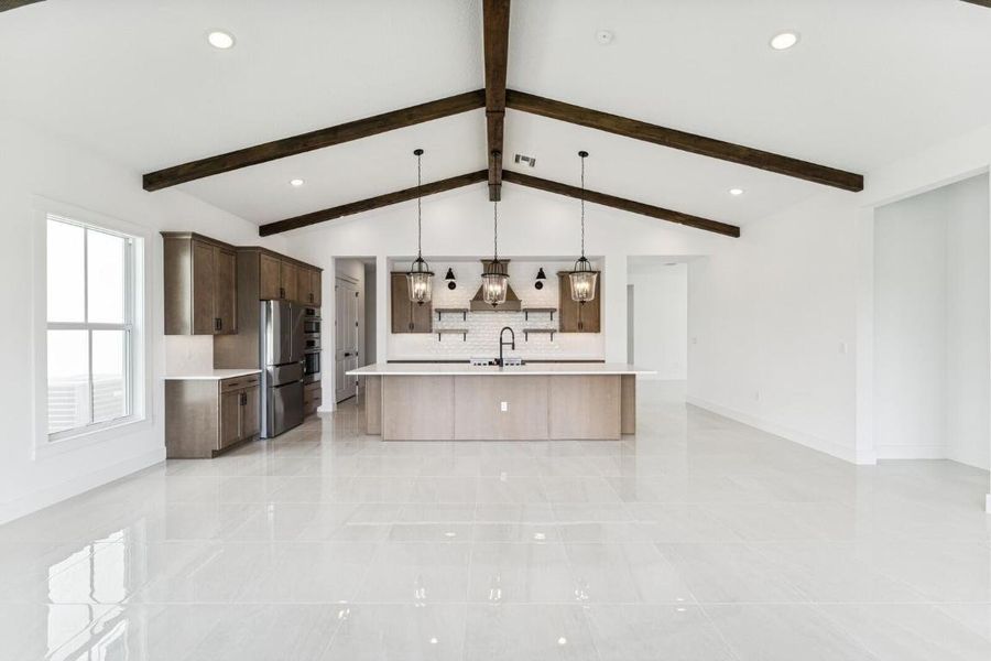 Kitchen, Great Room & Dining Area