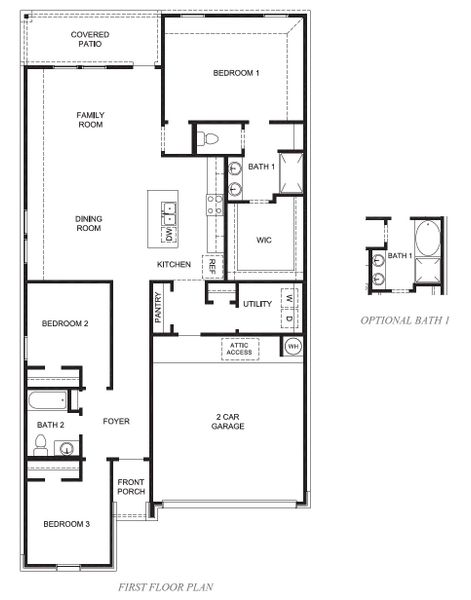 2D floor plan layout for the Caden by D.R. Horton in Emberly, Beasley, TX (Image 3).