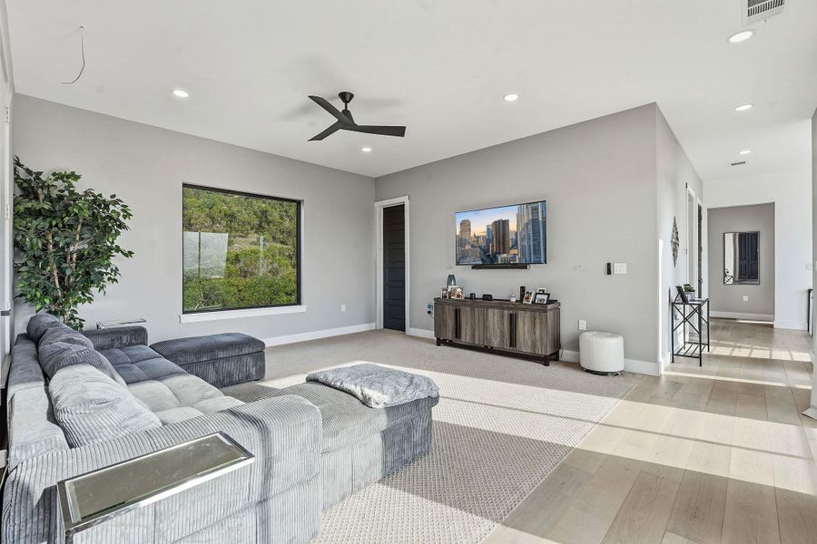 Flex space can be used as game room, media room or play area