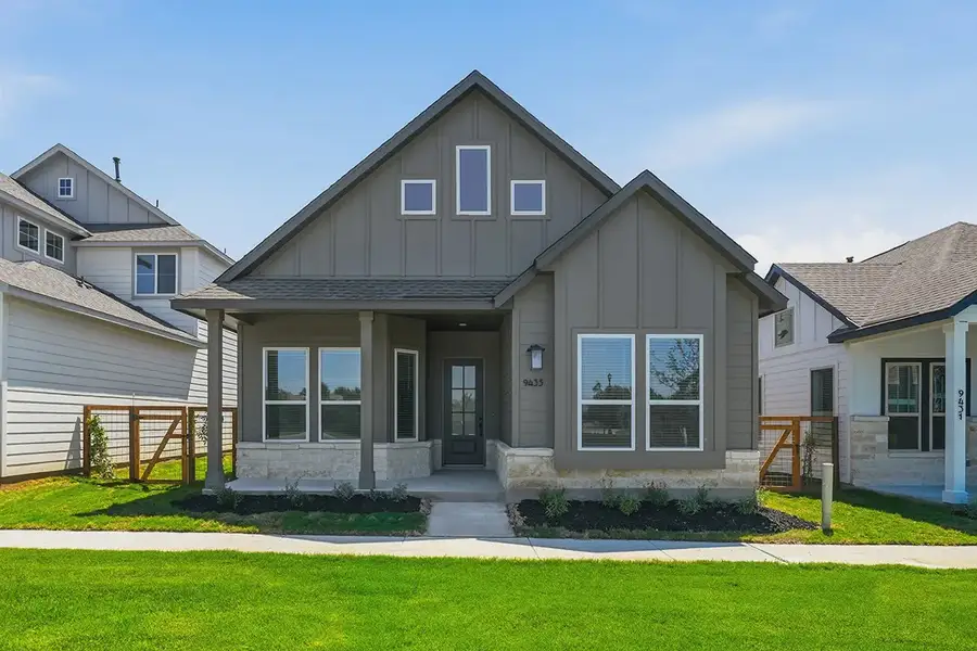 Front exterior of a new home in The Crossvine, Schertz, TX, highlighting curb appeal (Image 1). Front exterior of a new home in The Crossvine, Schertz, TX, highlighting curb appeal (Image 1).