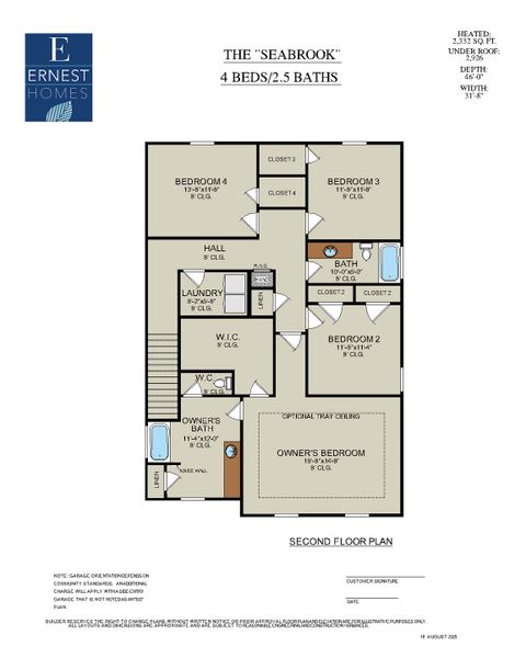 2D floor plan layout for the Seabrook by Ernest Homes in Wexford, Richmond Hill, GA (Image 5).
