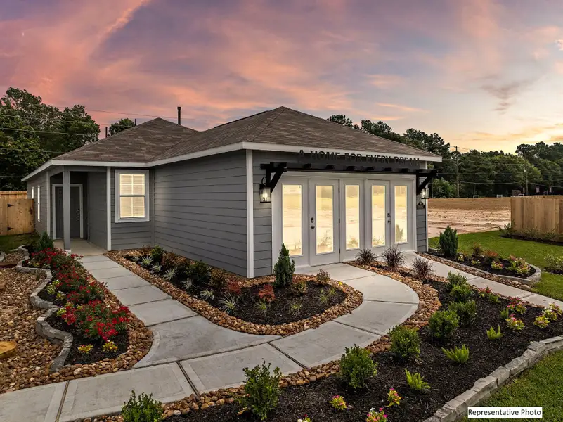 A house with a garden. A house with a garden.