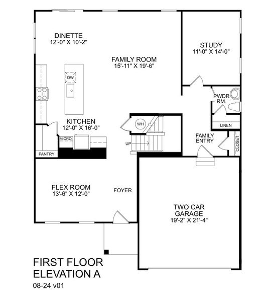 2D floor plan layout for the Lehigh by Ryan Homes in Linden Park, Duncan, SC (Image 2).