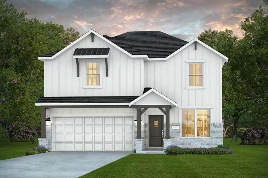 Front exterior of a new home in Montgomery Bend, Montgomery, TX, highlighting curb appeal (Image 22). Front exterior of a new home in Montgomery Bend, Montgomery, TX, highlighting curb appeal (Image 22).