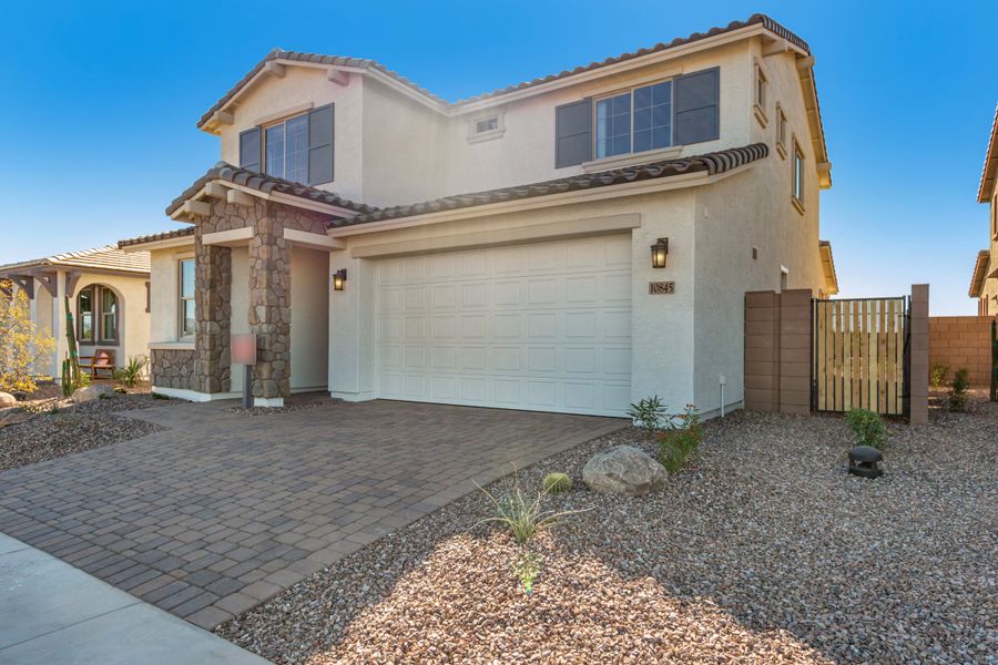 Front exterior of a home in the La Mira Discovery Collection community, located in Mesa, AZ (Image 11).