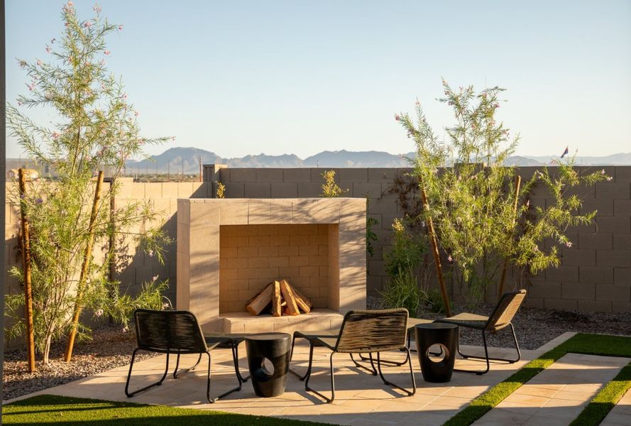 Exterior details and patio area of a home in Elegance at Eastmark, Mesa (Image 8).
