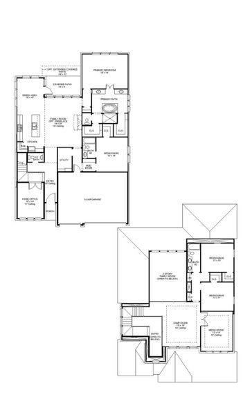 2D floor plan layout of this home in 6 Creeks, Kyle, TX (Image 5).