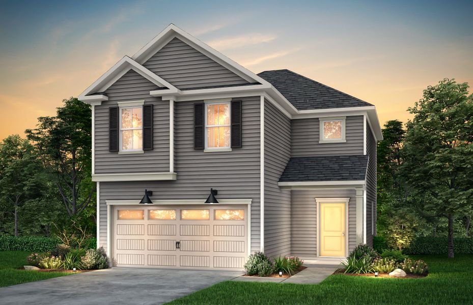 Front exterior of a new home in Parkside Crossing, Charlotte, NC, highlighting curb appeal (Image 1).