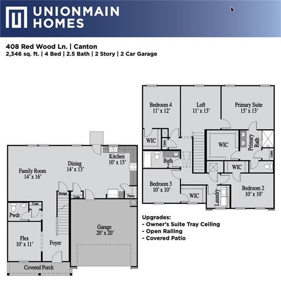 2D floor plan layout of this home in Maddox Landing, Hoschton, GA (Image 5).