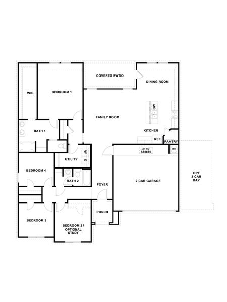 2D floor plan layout of this home in Hartland Ranch, Lockhart, TX (Image 4).