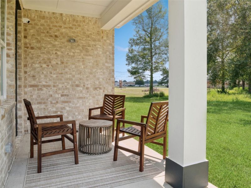 Exterior details and patio area of a home in Tarkington Timbers, Cleveland (Image 3).