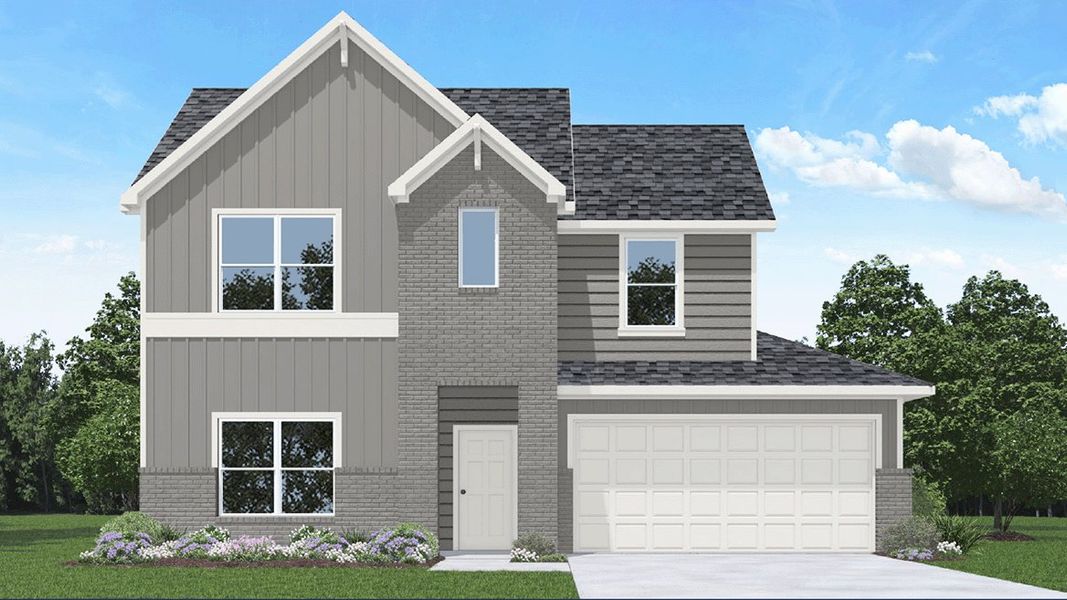 Representative exterior photo of a completed home built from the Rosemont by D.R. Horton in Porters Mill, New Caney, TX (Image 14).