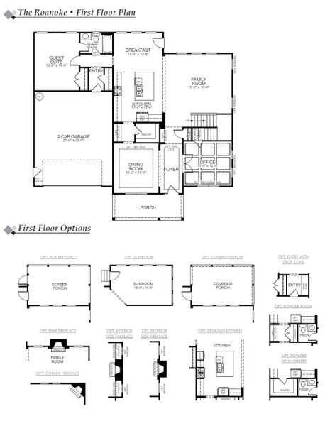 2D floor plan layout for the Roanoke by Eastwood Homes in Arbordale Reserve, Blythewood, SC (Image 3).