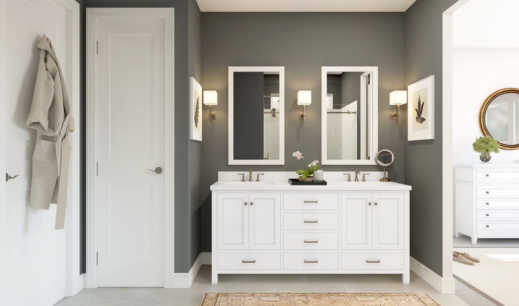 Primary bath 2 with freestanding dual vanities