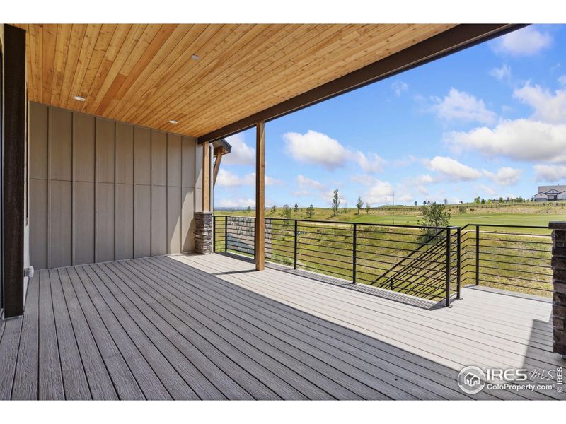 Exterior details and patio area of a home in The Fairways at RainDance, Windsor (Image 15).