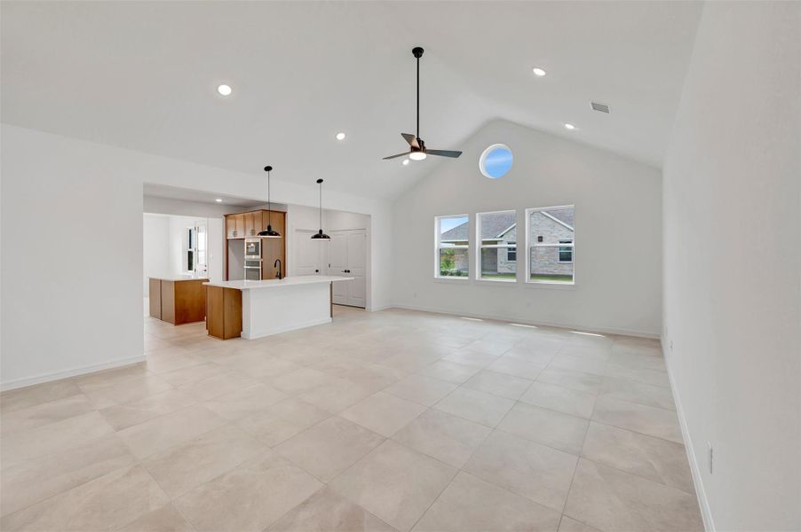 Impressive great room with high ceilings