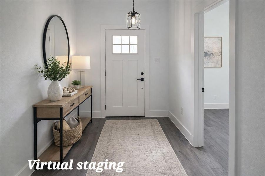 Entryway featuring dark wood finished floors