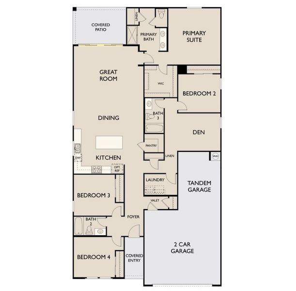 2D floor plan layout of this home in Retreat at Stonebridge Manor, Waddell, AZ (Image 3).