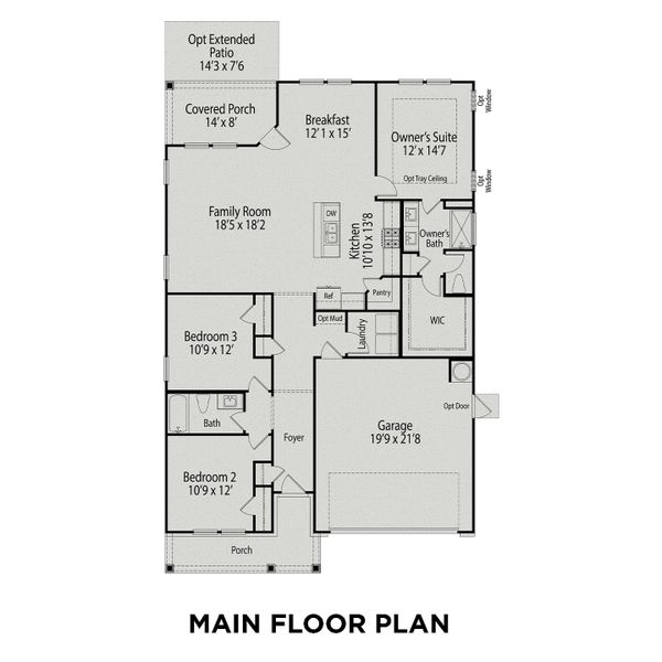 2D floor plan layout for the The Franklin C by Davidson Homes LLC in Retreat at North Main, Lillington, NC (Image 4).