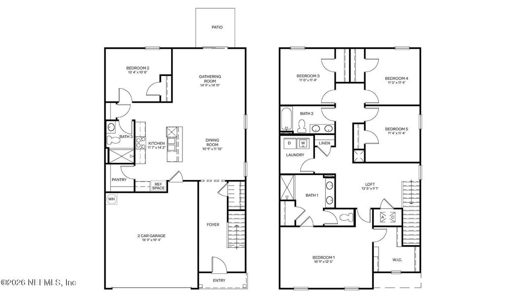 2D floor plan layout of this home in The Arbors, Jacksonville, FL (Image 3).