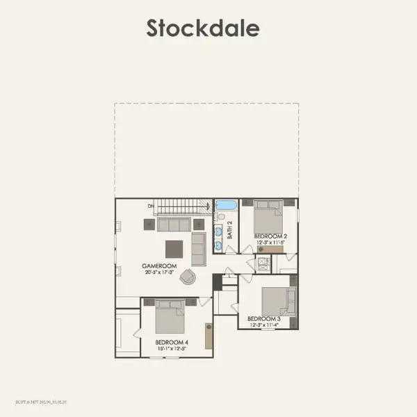 2D floor plan layout for the Stockdale by Centex in Cottonwood Creek, Howe, TX (Image 4).