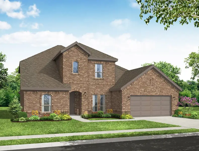 Representative exterior photo of a completed home built from the Thornbury by Impression Homes in Still Water Lake Estates, Godley, TX (Image 2). Representative exterior photo of a completed home built from the Thornbury by Impression Homes in Still Water Lake Estates, Godley, TX (Image 2).