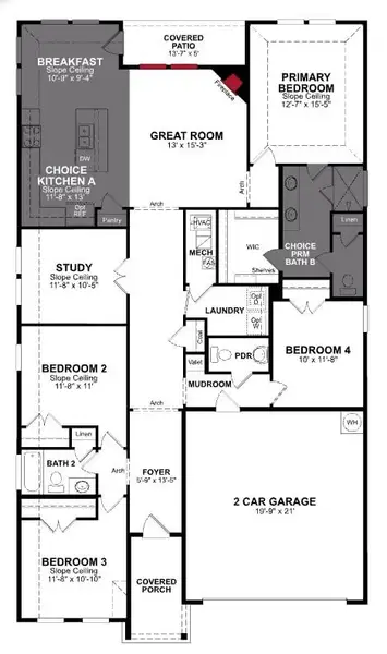 2D floor plan layout of this home in Enclave at Legacy Hills, Celina, TX (Image 4).