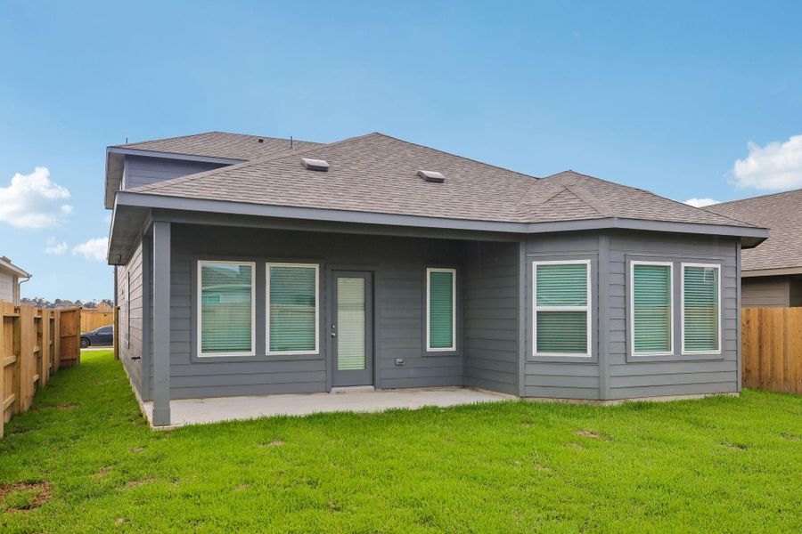 Exterior details and patio area of a home in Riviera Pines - Premier Series, Huffman (Image 3).
