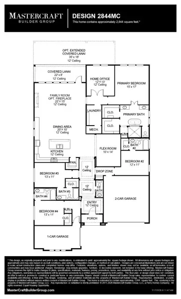2D floor plan layout for the 2844MC by MasterCraft Builder Group in Madeira, St. Augustine, FL (Image 3). 2D floor plan layout for the 2844MC by MasterCraft Builder Group in Madeira, St. Augustine, FL (Image 3).
