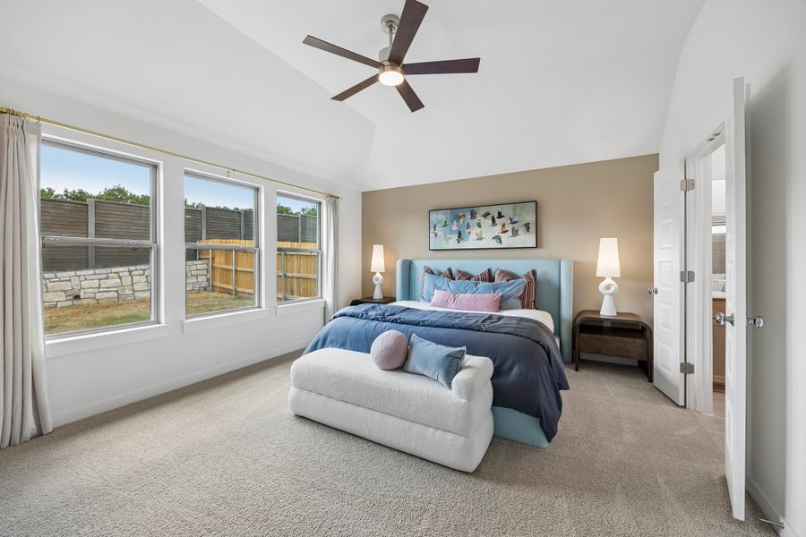 Primary Suite in the Pecos home plan by Trophy Signature Homes – REPRESENTATIVE PHOTO