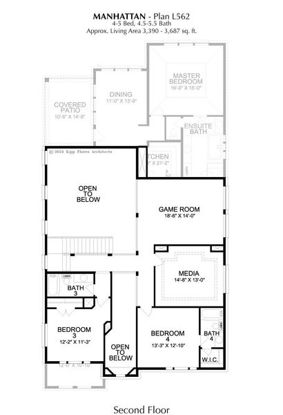 2D floor plan layout for the Manhattan by Landon Homes in Fields - East Village, Frisco, TX (Image 5). 2D floor plan layout for the Manhattan by Landon Homes in Fields - East Village, Frisco, TX (Image 5).
