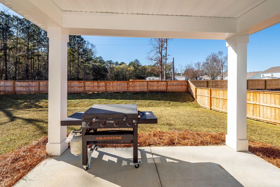 Exterior details and patio area of a home in High Point at Foxbank, Moncks Corner (Image 22).