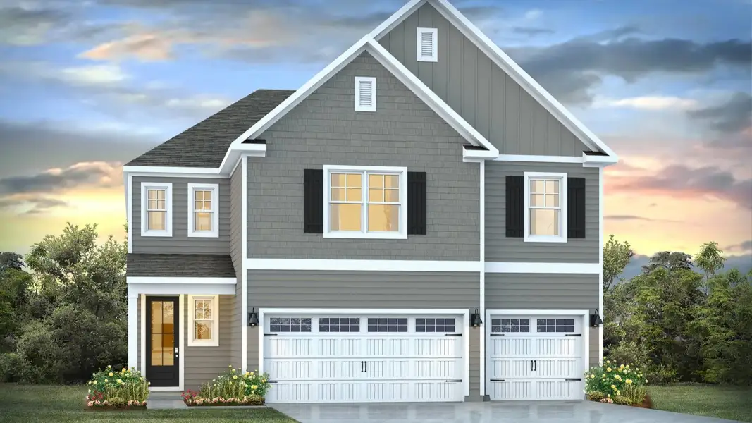 Front exterior of a new home in Magnolia Ridge at Blake Farm, Wilmington, NC, highlighting curb appeal (Image 1). Front exterior of a new home in Magnolia Ridge at Blake Farm, Wilmington, NC, highlighting curb appeal (Image 1).